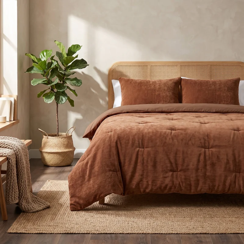 Zelesta Special Jersey Chenille Bettdecke - Warmes Braun