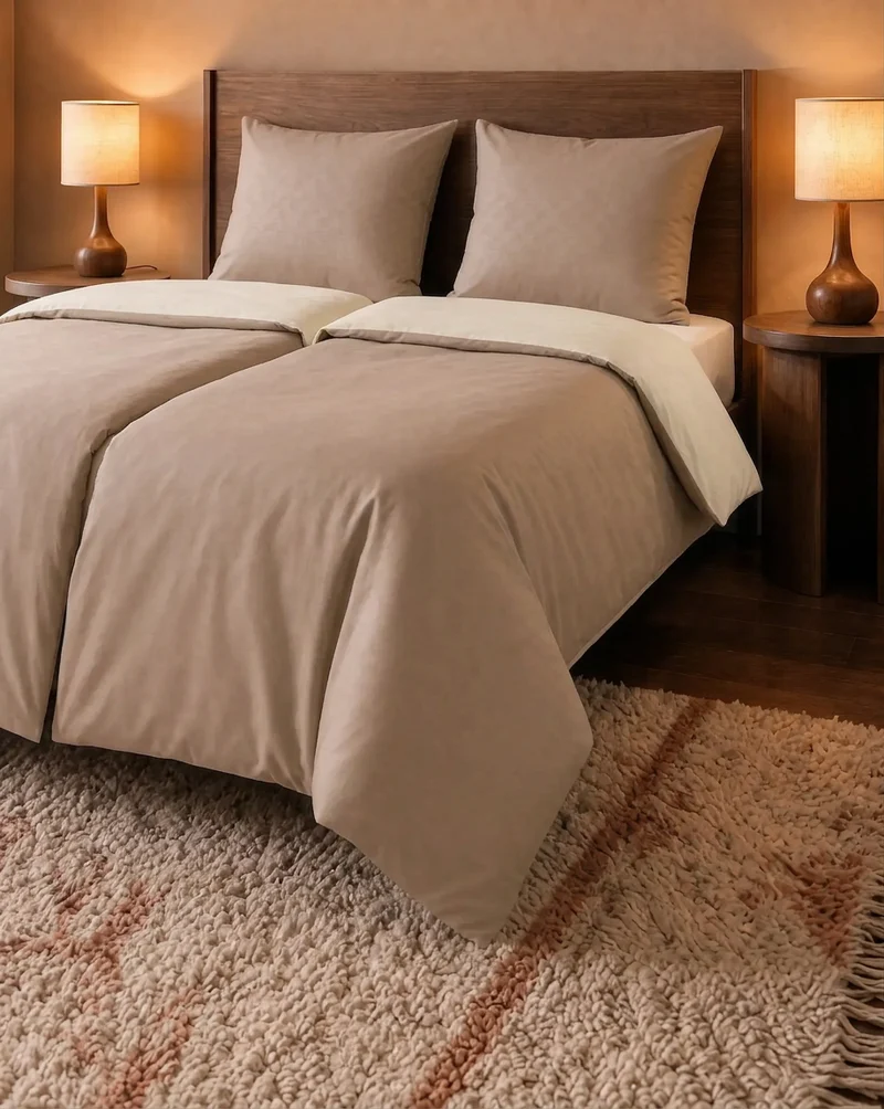 Zelesta Pure Duo Nahtlose Baumwolle Bettdecke - Grau & Cremefarben