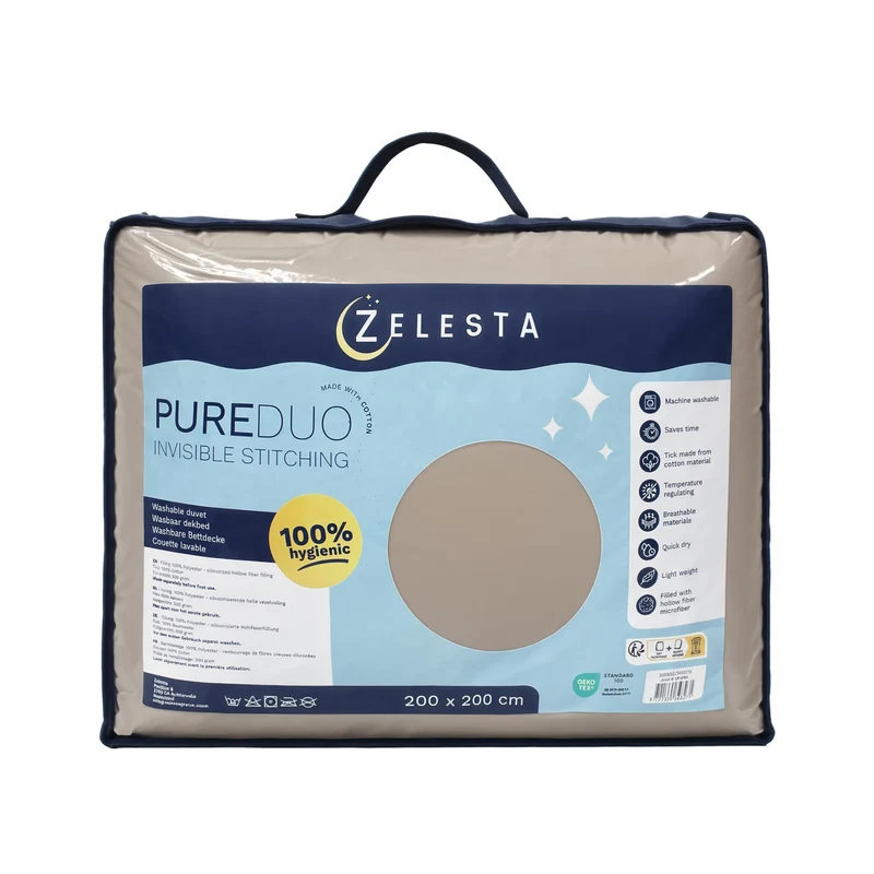 Zelesta Pure Duo Nahtlose Baumwolle Bettdecke - Grau & Cremefarben