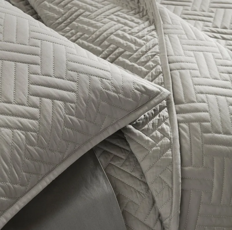 Signature Basketweave Quilted Sham - Pewter