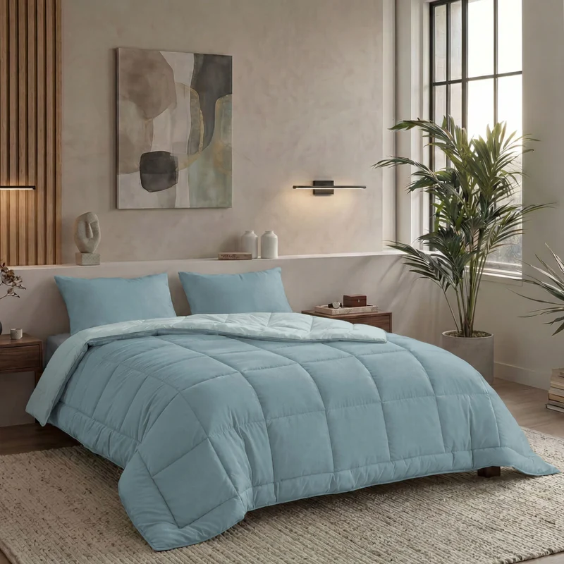 Zelesta Pure Duo Baumwolle Sommerbettdecke - Graublau & Hellblau