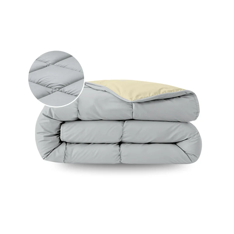 Zelesta Pure Duo Baumwolle Sommerbettdecke - Hellgrau & Buttergelb