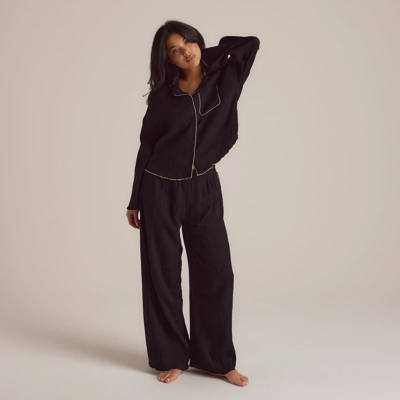 Crinkle Pyjamabroek - Zwart