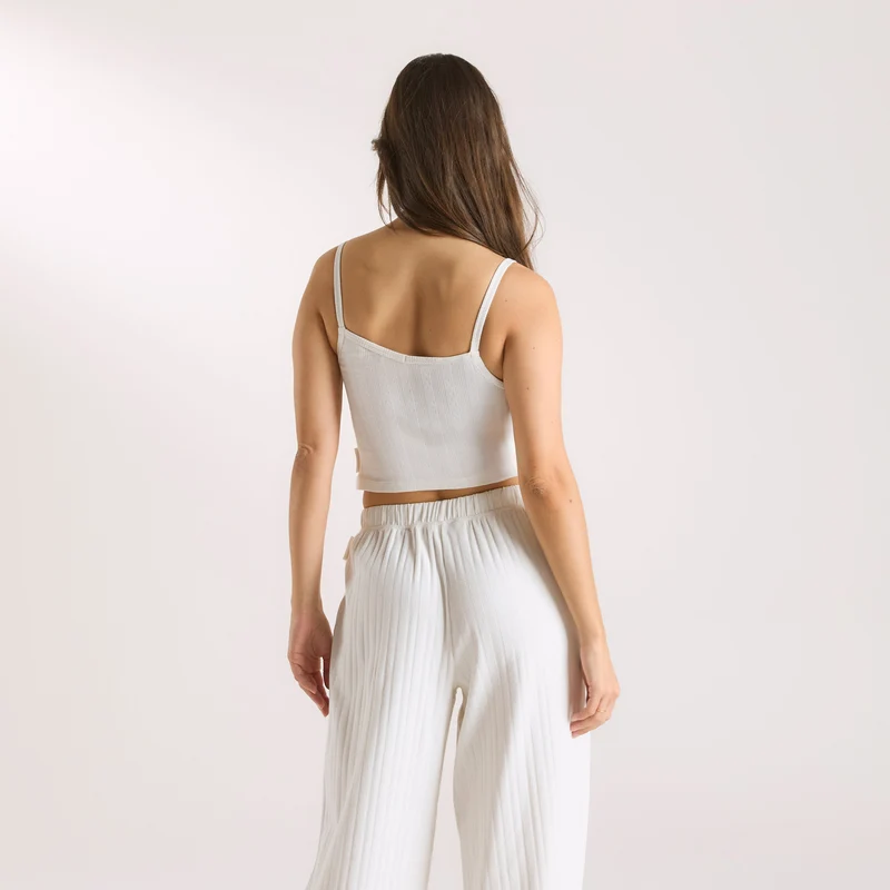 Pointelle Cami Pyjama Top - Crème