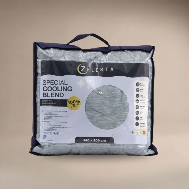 Zelesta Special Cooling Blend Sommerbettdecke - Warmes Leinen-Grau