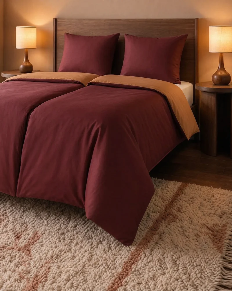 Zelesta Pure Duo Nahtlose Baumwolle Bettdecke - Braun & Rot