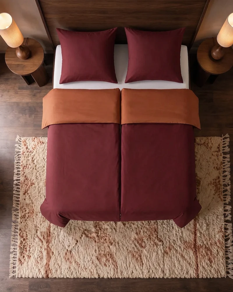 Zelesta Pure Duo Nahtlose Baumwolle Bettdecke - Braun & Rot