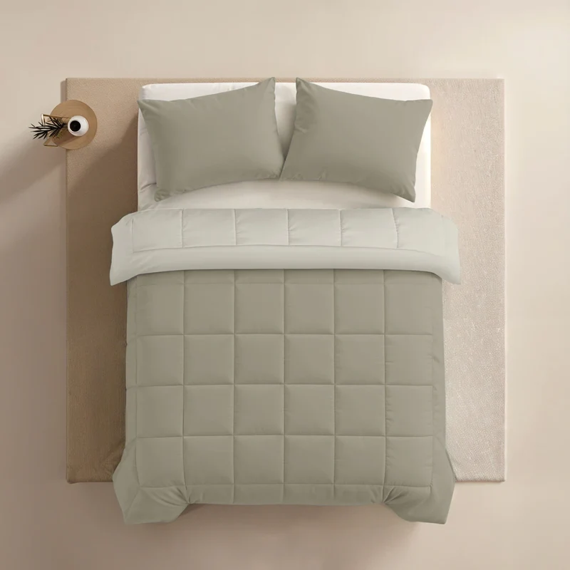 Zelesta Pure Duo Baumwolle Sommerbettdecke - Warmgrau & Cremeweiß