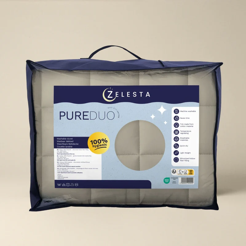 Zelesta Pure Duo Baumwolle Sommerbettdecke - Warmgrau & Cremeweiß
