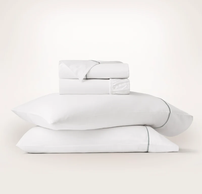 Signature Embellished Sheet Set - White/Shore Embroidered