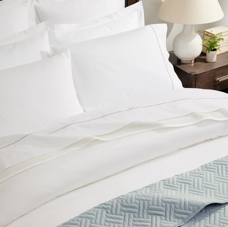 Signature Embellished Sheet Set - White/Shore Embroidered