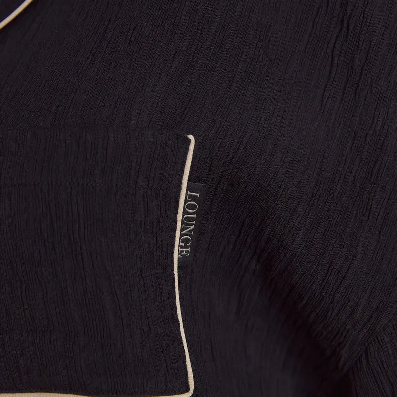 Crinkle Pyjama Shirt - Zwart