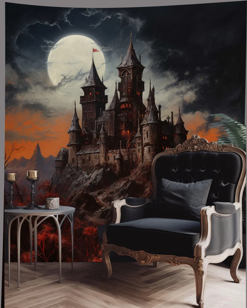Gothic Tapestry - Dracula's Castle - Gothic Wall Art