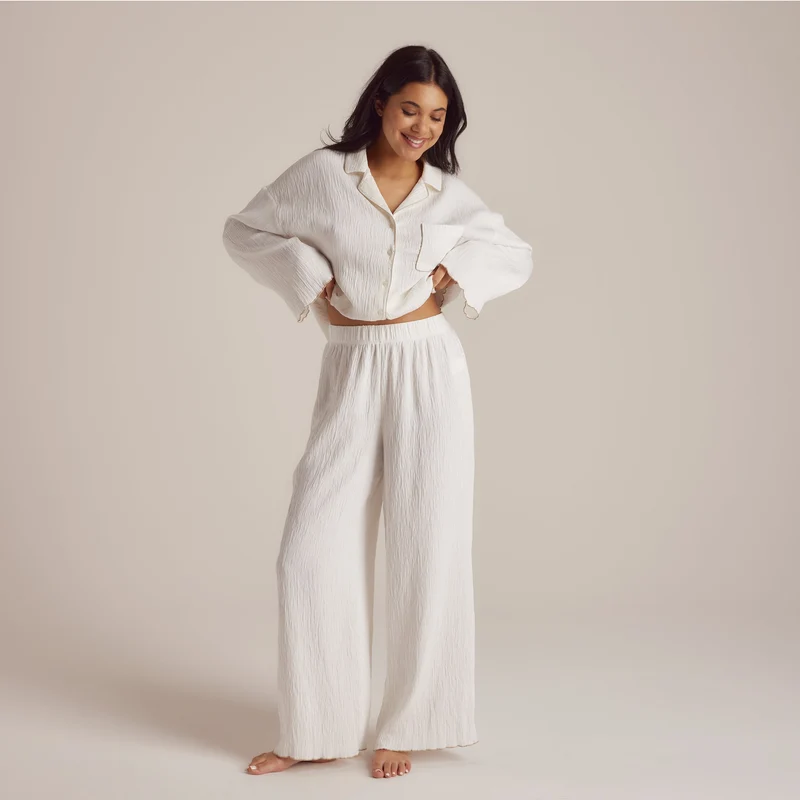 Crinkle Pyjamabroek - Wit