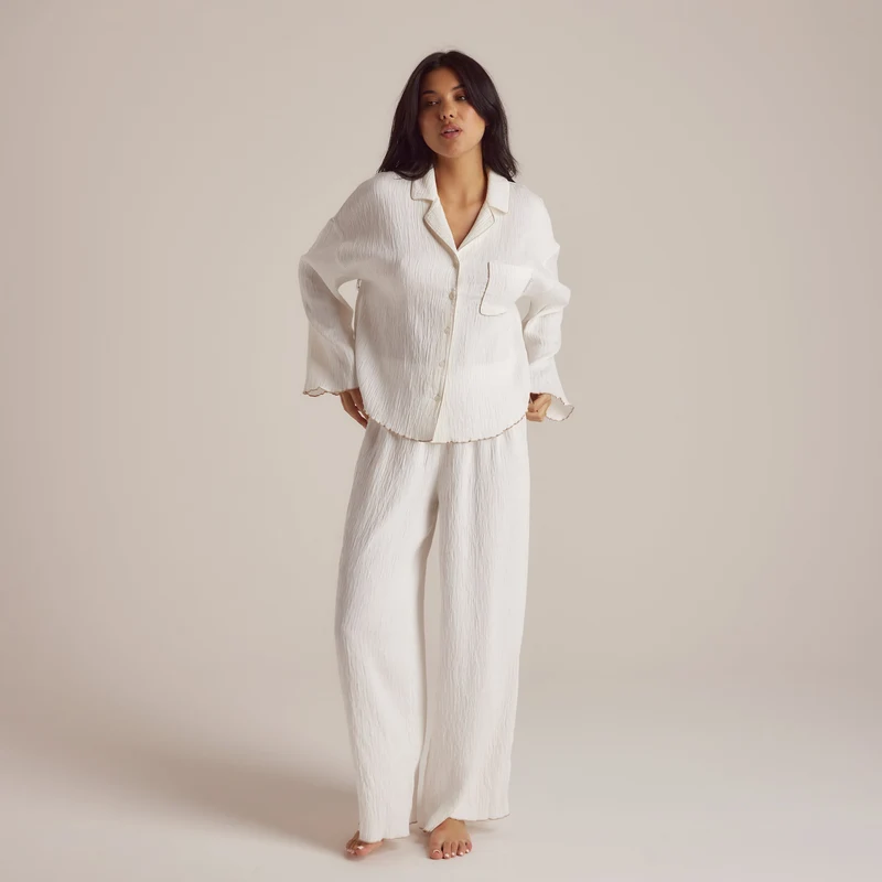 Crinkle Pyjamabroek - Wit