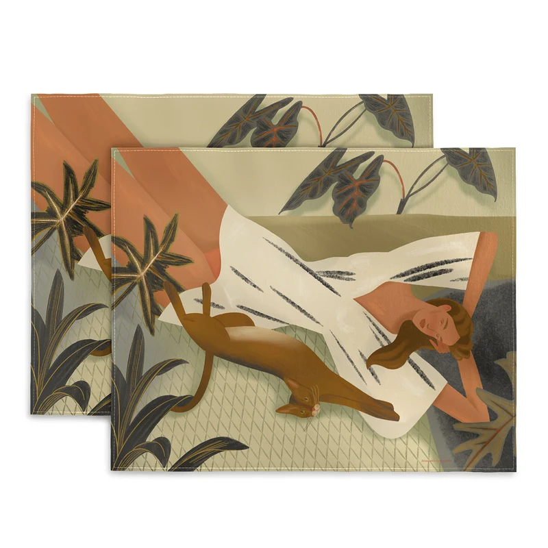 Woman with a cat Placemat