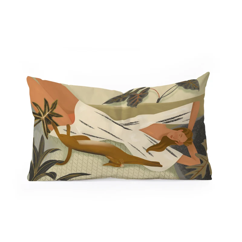 Woman with a cat Rectangular Pillow