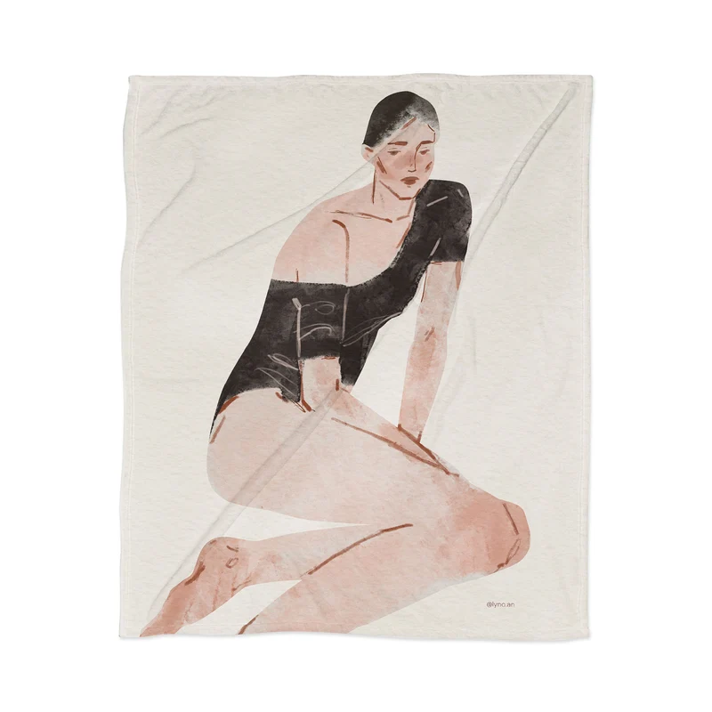 Minimalist watercolour portrait of a woman Throw Blanket