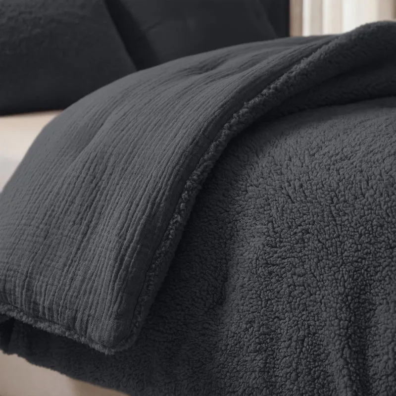 Zelesta Teddy Baumwolle Musselin - Anthracite