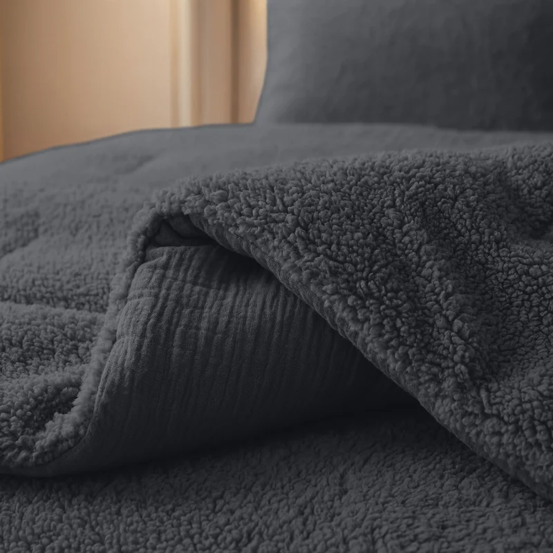 Zelesta Teddy Baumwolle Musselin - Anthracite