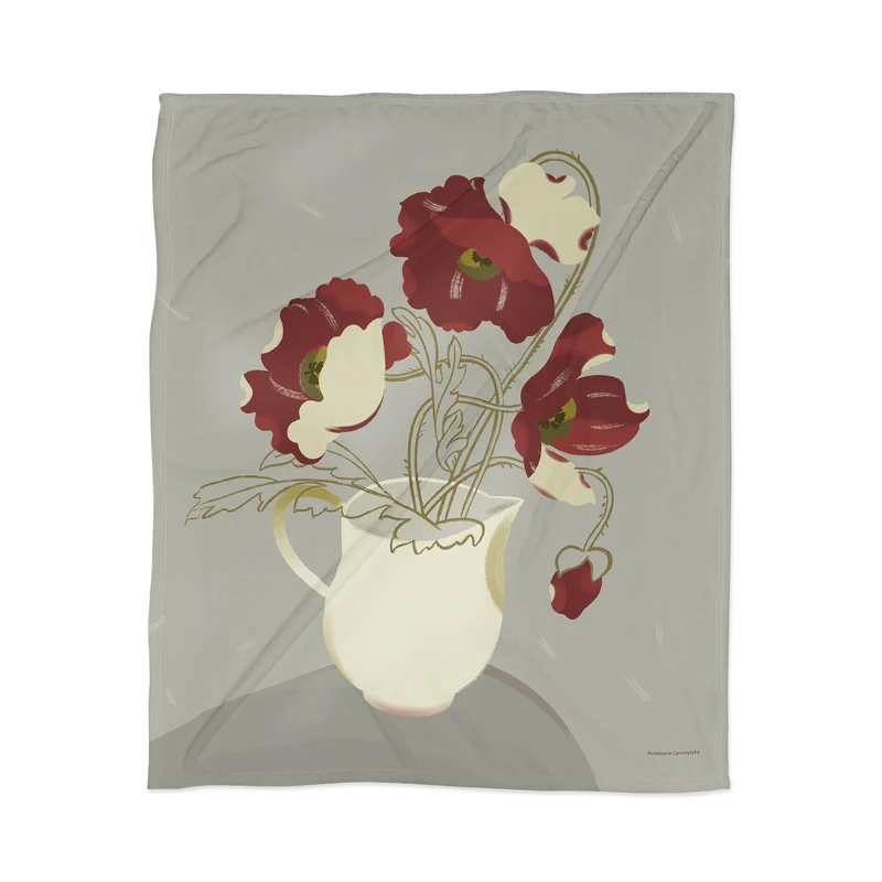 Still life with red poppies Throw Blanket
