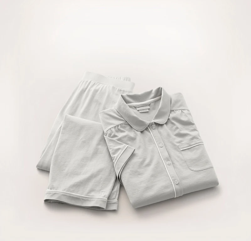 Soft Knit Short Sleeve & Pants Pajama Set - Mist