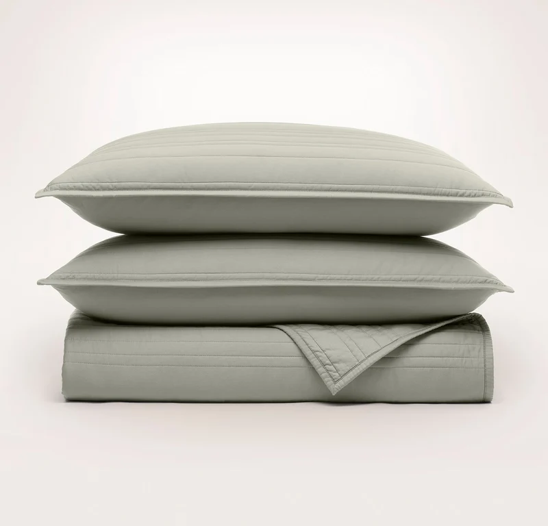 Signature Stripe Quilt Set - Sageleaf