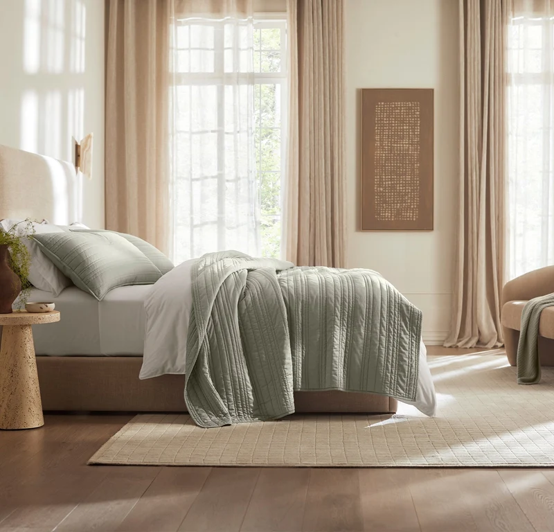 Signature Stripe Quilt Set - Sageleaf