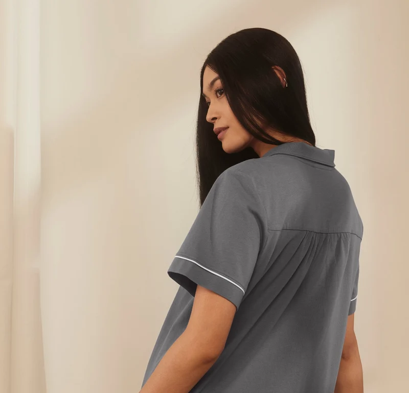 Soft Knit Short Sleeve & Pants Pajama Set - Night