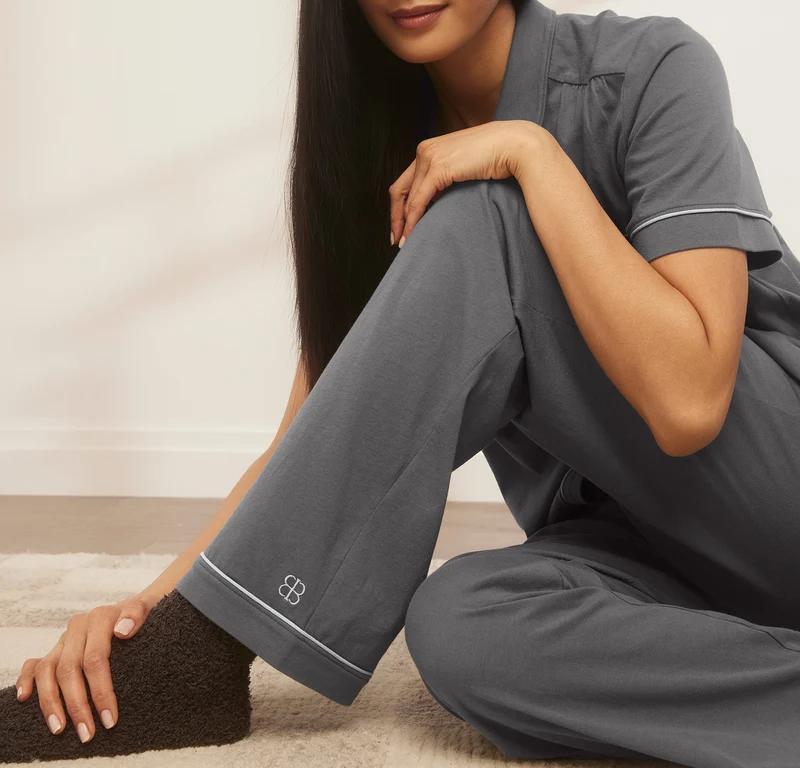 Soft Knit Short Sleeve & Pants Pajama Set - Night