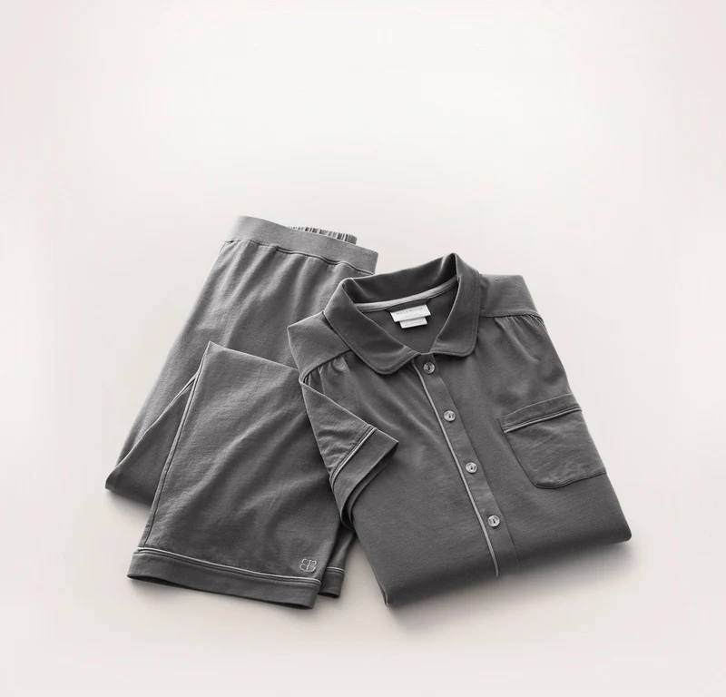 Soft Knit Short Sleeve & Pants Pajama Set - Night