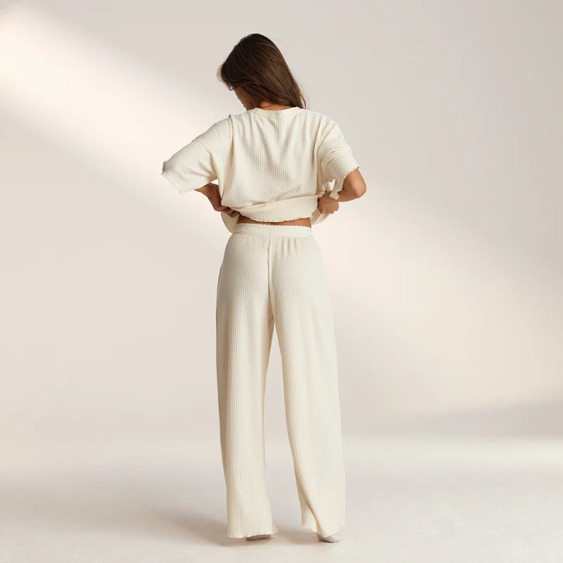 Soft Waffle Pyjama Broek - Crème