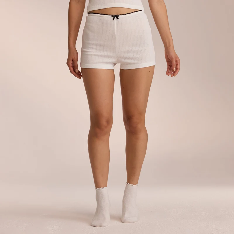 Pointelle Pyjamashorts - Wit