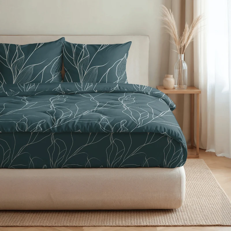 Zelesta Pure Design Baumwolle Bettdecke - White Leaves