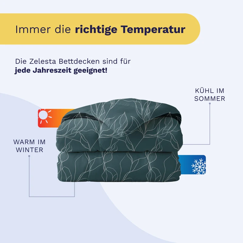 Zelesta Pure Design Baumwolle Bettdecke - White Leaves