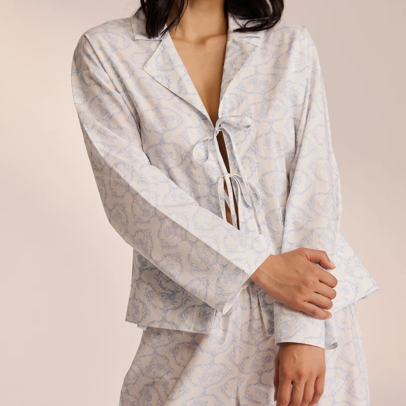 Katoenen Pyjama Shirt - Blauw