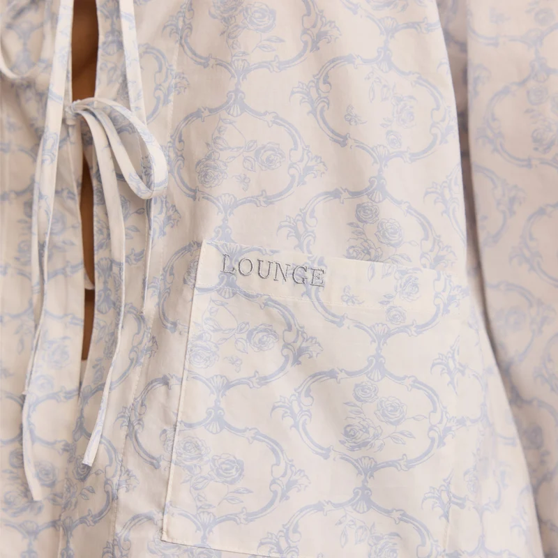 Katoenen Pyjama Shirt - Blauw