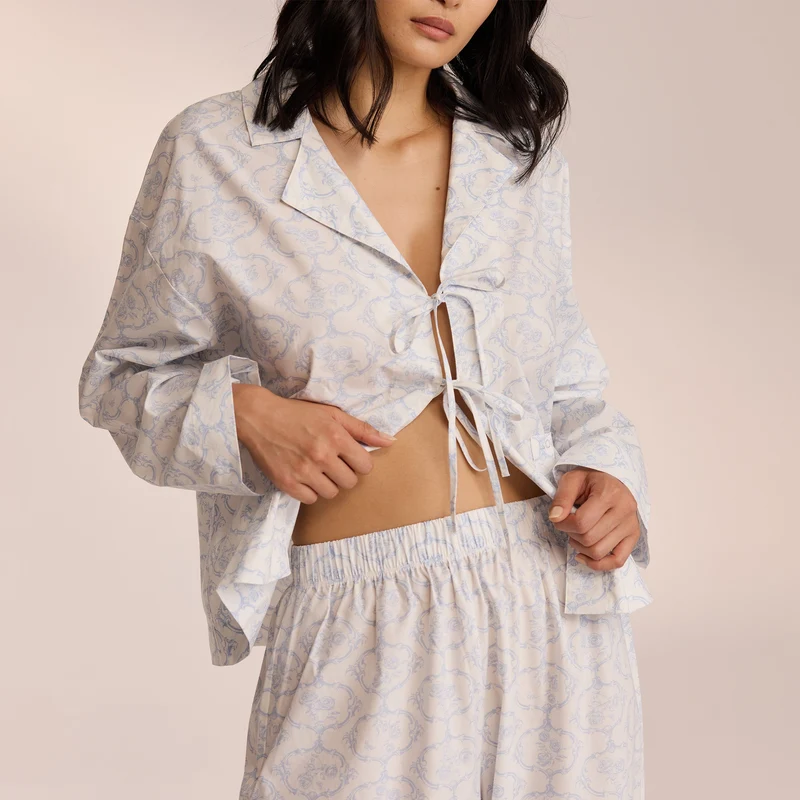 Katoenen Pyjama Shirt - Blauw