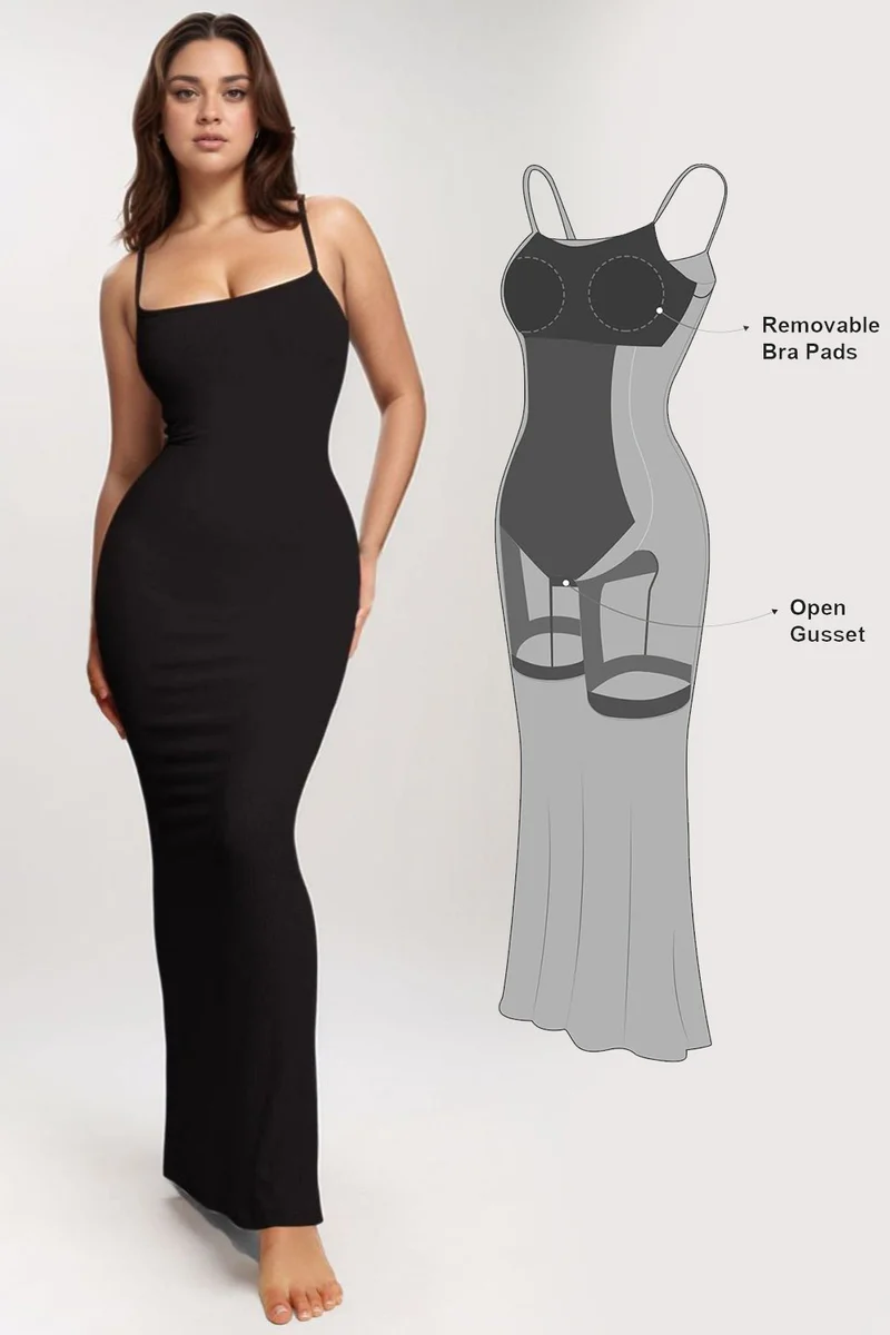 Basic Bae Ingebouwde Shapewear Mouwloze Maxi-jurk