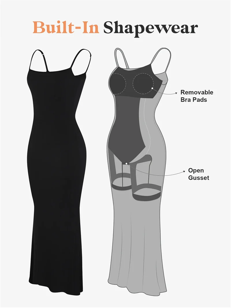 Basic Bae Ingebouwde Shapewear Mouwloze Maxi-jurk