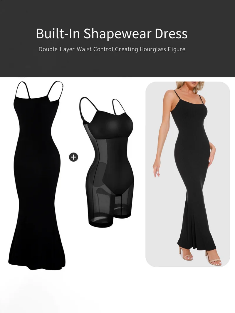 Basic Bae Ingebouwde Shapewear Mouwloze Maxi-jurk