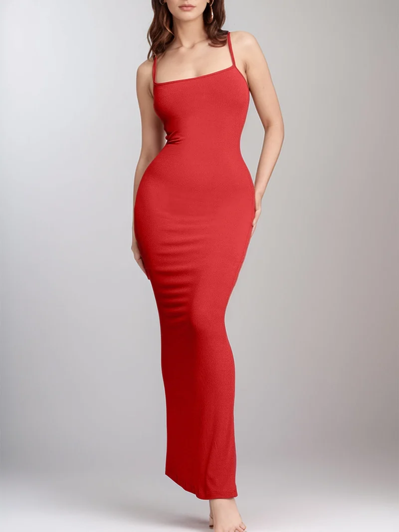 Basic Bae Ingebouwde Shapewear Mouwloze Maxi-jurk