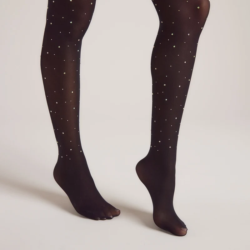 Diamanté Panty (40 Denier) - Zwart