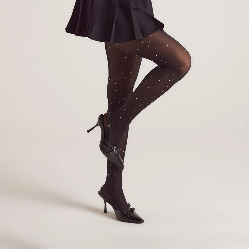 Diamanté Panty (40 Denier) - Zwart