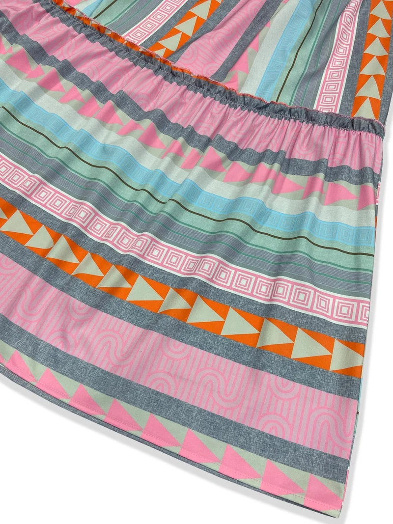 Elegante jurk met lange mouwen, ruches, strepen en een lichte stretch voor een moeiteloze stijl.