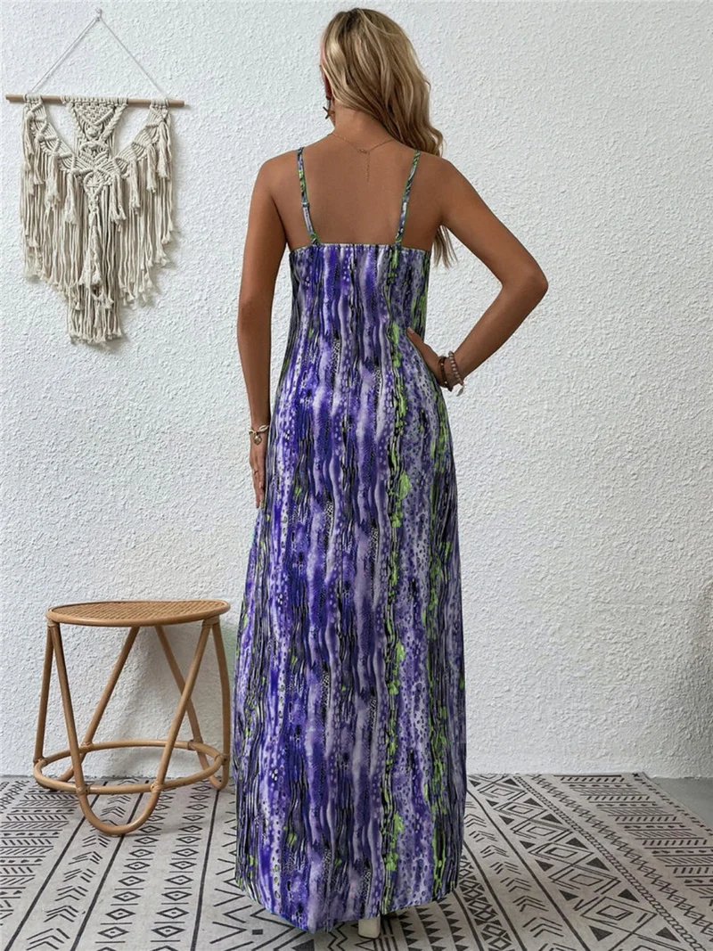 Elegante maxi-jurk met print, ronde hals, normale pasvorm en ondoorzichtige stof - Trendsi