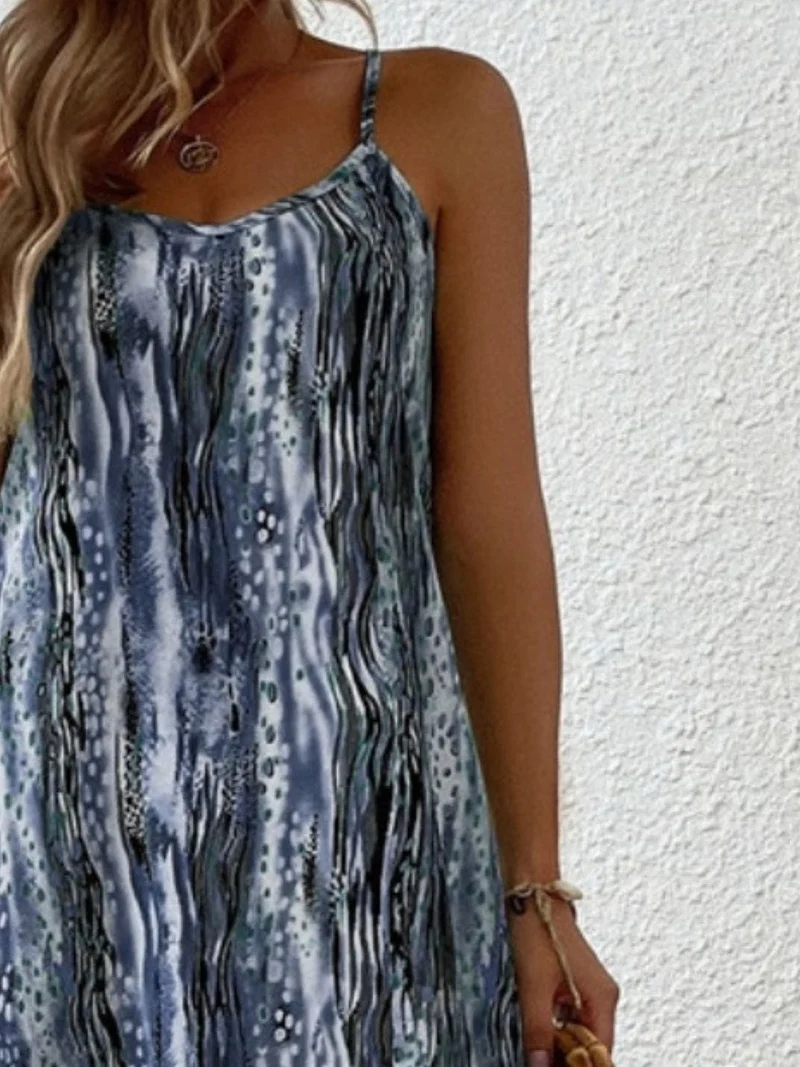 Elegante maxi-jurk met print, ronde hals, normale pasvorm en ondoorzichtige stof - Trendsi
