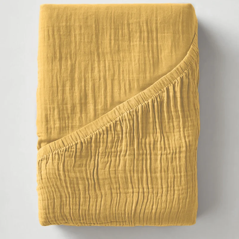 Musselin Spannbettlaken - Ochre-Yellow