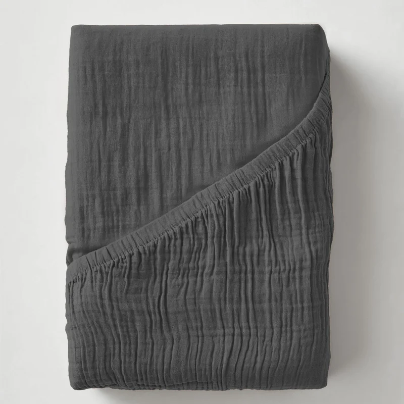 Musselin Spannbettlaken - Anthracite