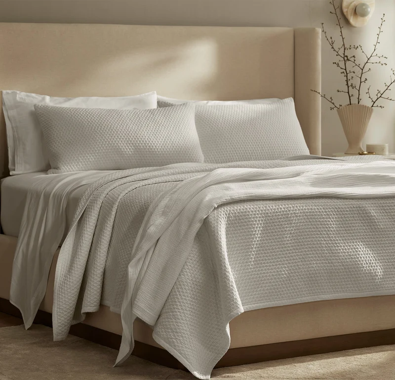 Signature Textured Stitch Quilted Sham - White